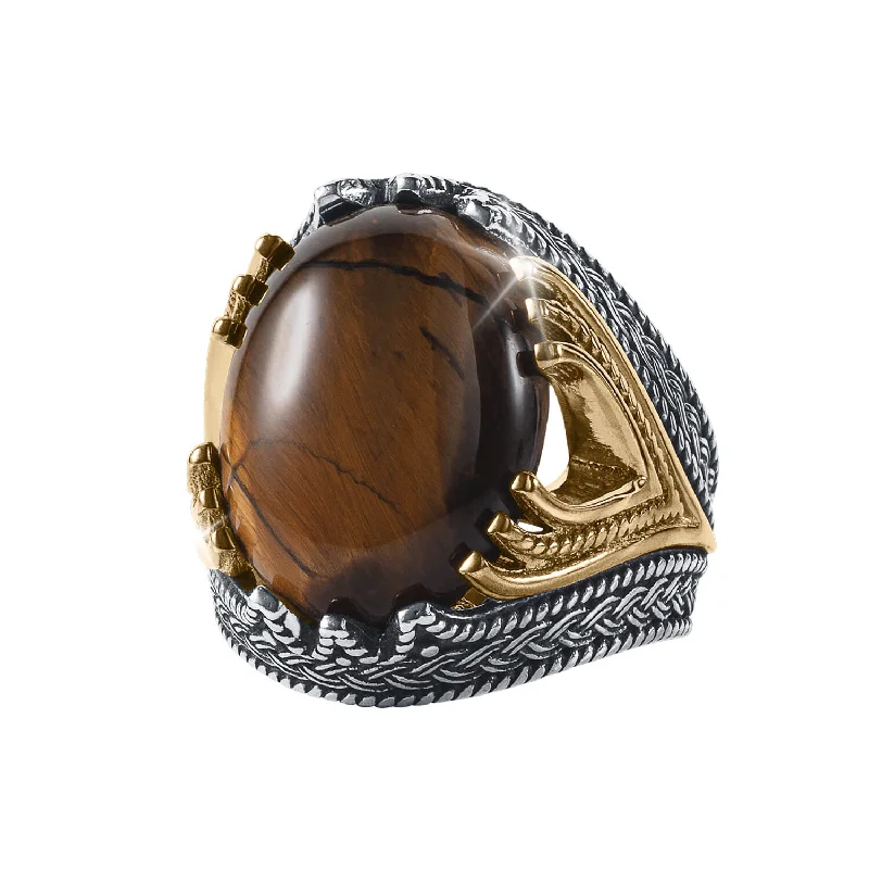 women's unique gemstone rings-Fortitude Tiger's Eye Men's Ring