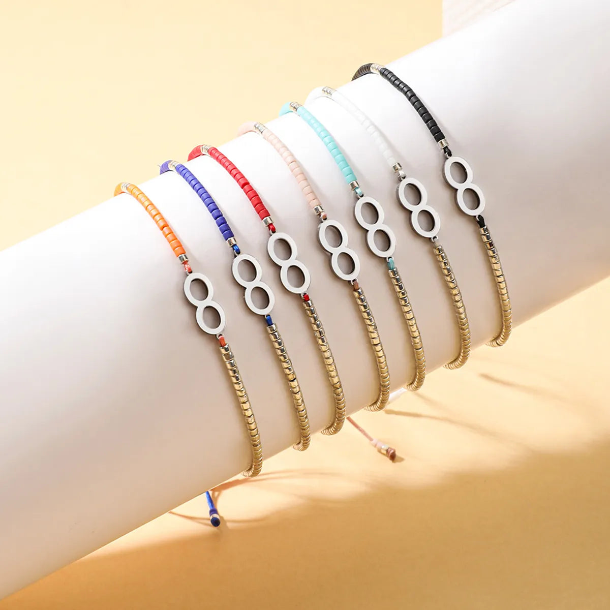 women's crystal bangles-Bohemian Infinity Glass Seed Bead Wholesale Drawstring Bracelets