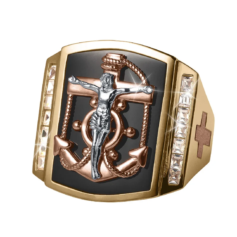 women's classic rings-Mariner's Cross Onyx Men's Ring