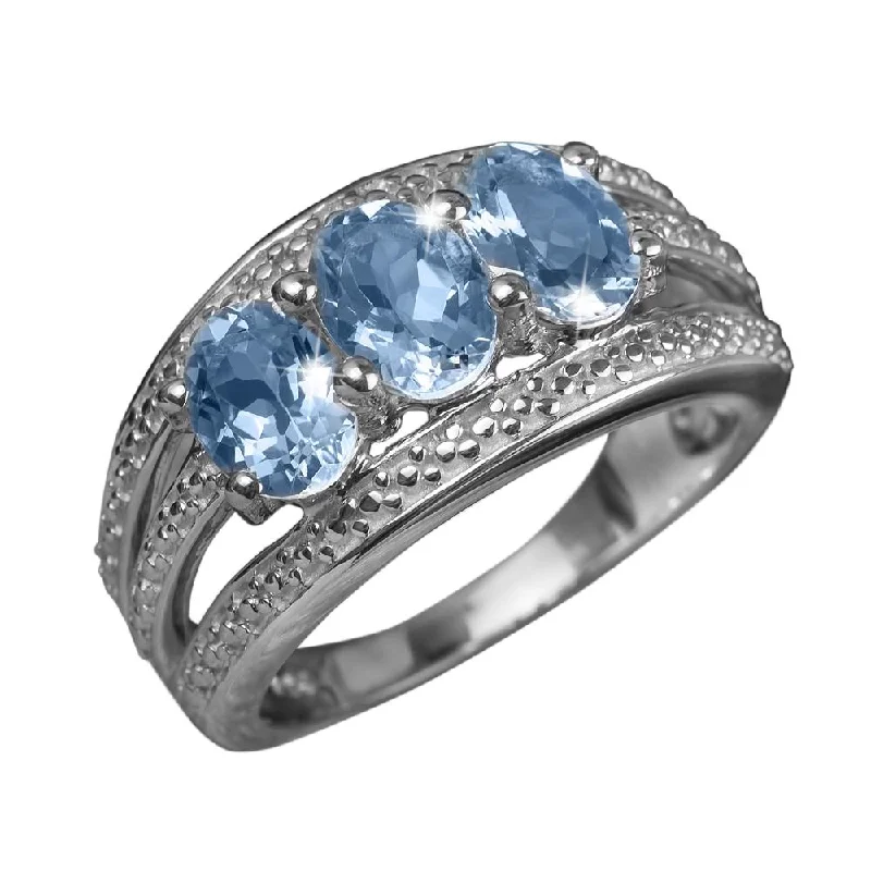 women's black diamond rings-Blue Aqua Ring