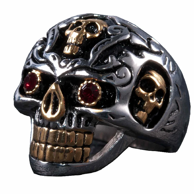 women's wedding set rings-Skull In Skull Ring