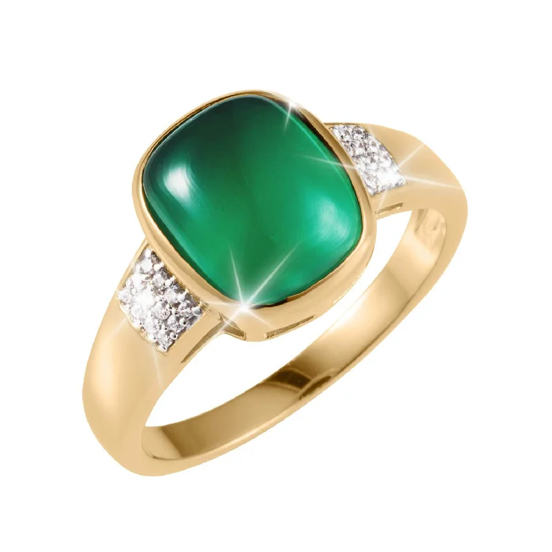 women's heart diamond rings-Desire Green Onyx Ring