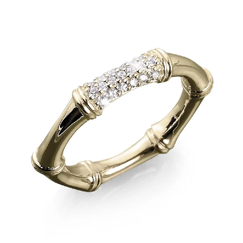 women's platinum rings-Bamboo Yellow Gold Ring