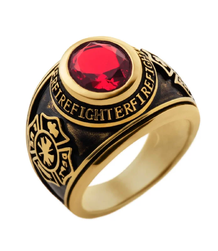 women's unique diamond rings-Firefighter Ring