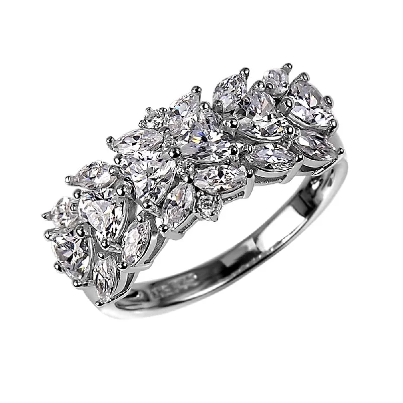 women's silver stacking rings-Florianna Marquise Ring