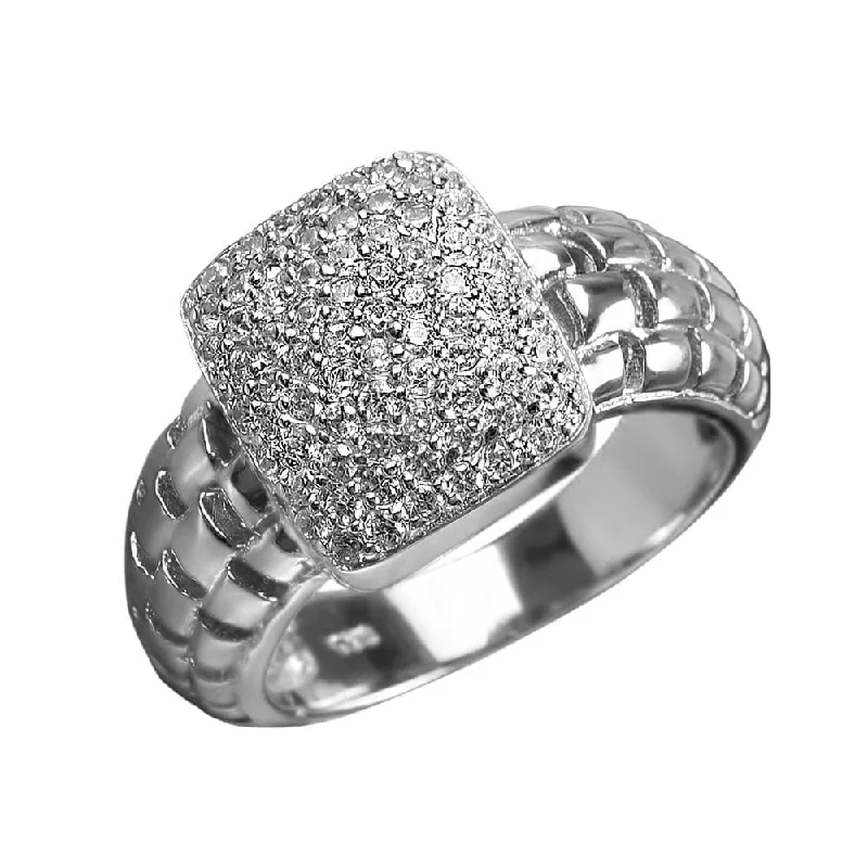 women's silver promise rings-Star Spangled Rhodium Ring