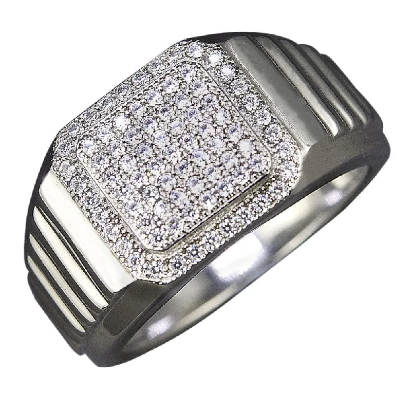 women's eternity diamond bands-Odyssey Men's Rhodium Ring