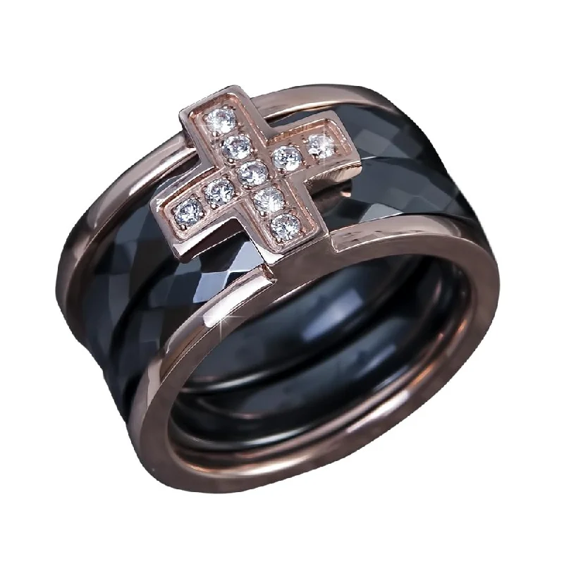 women's family rings-Ceramica Cross Men's Ring