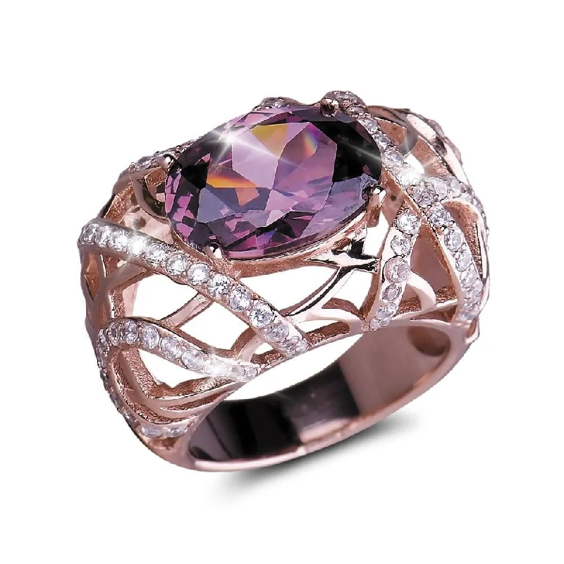 women's floral rings-Entwined Rose Gold Ring