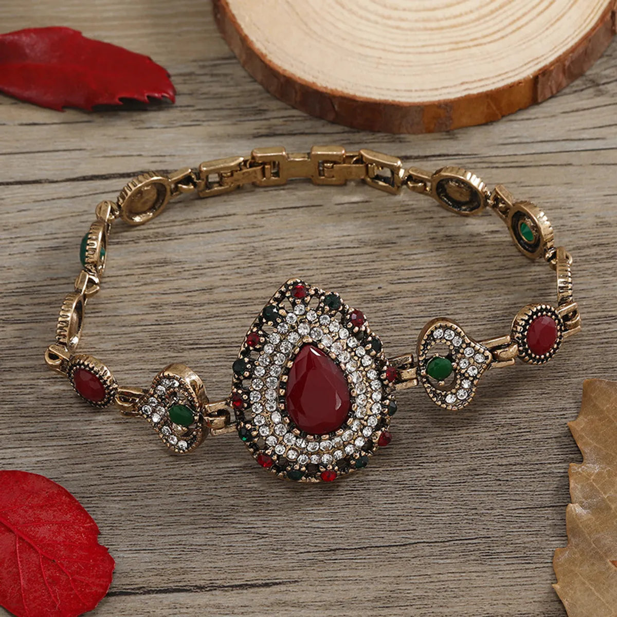 women's adjustable bracelets-1 Piece Retro Flower Alloy Inlay Rhinestones Women'S Bracelets