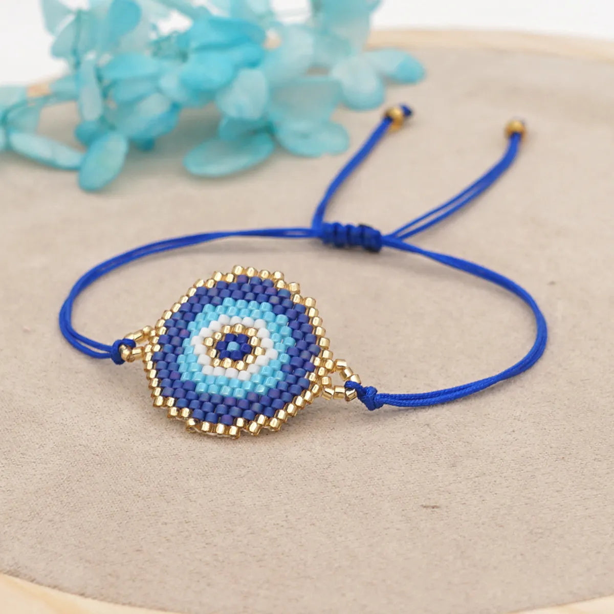 women's birthstone bangles-Miyuki Rice Beads Woven Blue Eyes Beaded Bracelet Simple Fashion Ethnic Style Stacking Bracelet Jewelry