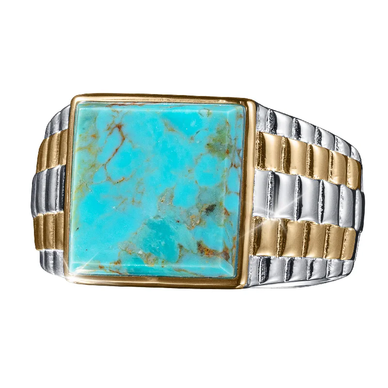 women's unique diamond rings-Turquoise Reflections Men's Ring