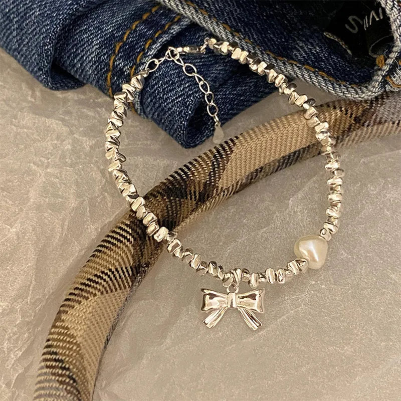 S265 Small Pieces of Silver Bow Pearl Bracelet Price