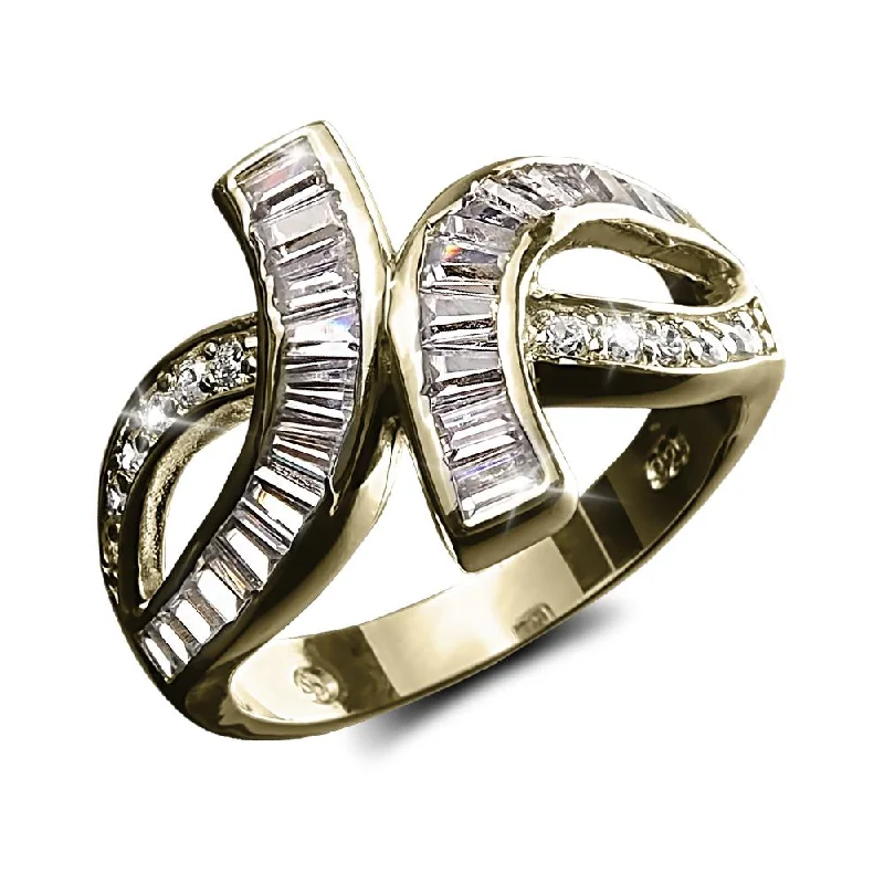 women's classic rings-Baguette Twist Ring Gold