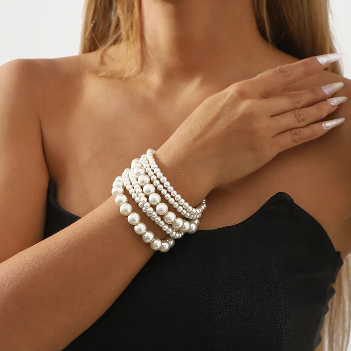 women's charm bracelets with charms-IG Style Elegant French Style Round Imitation Pearl Wholesale Bracelets