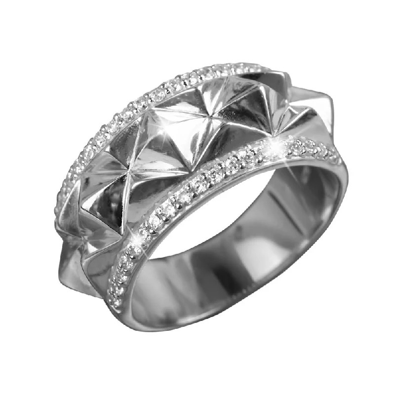 women's heart diamond rings-Luxor Rhodium Ring