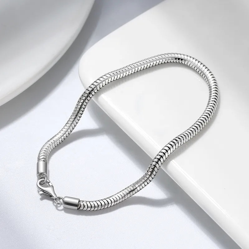 women's fashion bangles-Simple Style Snake Sterling Silver Polishing Plating Chain White Gold Plated Rhodium Plated Silver Plated Bracelets