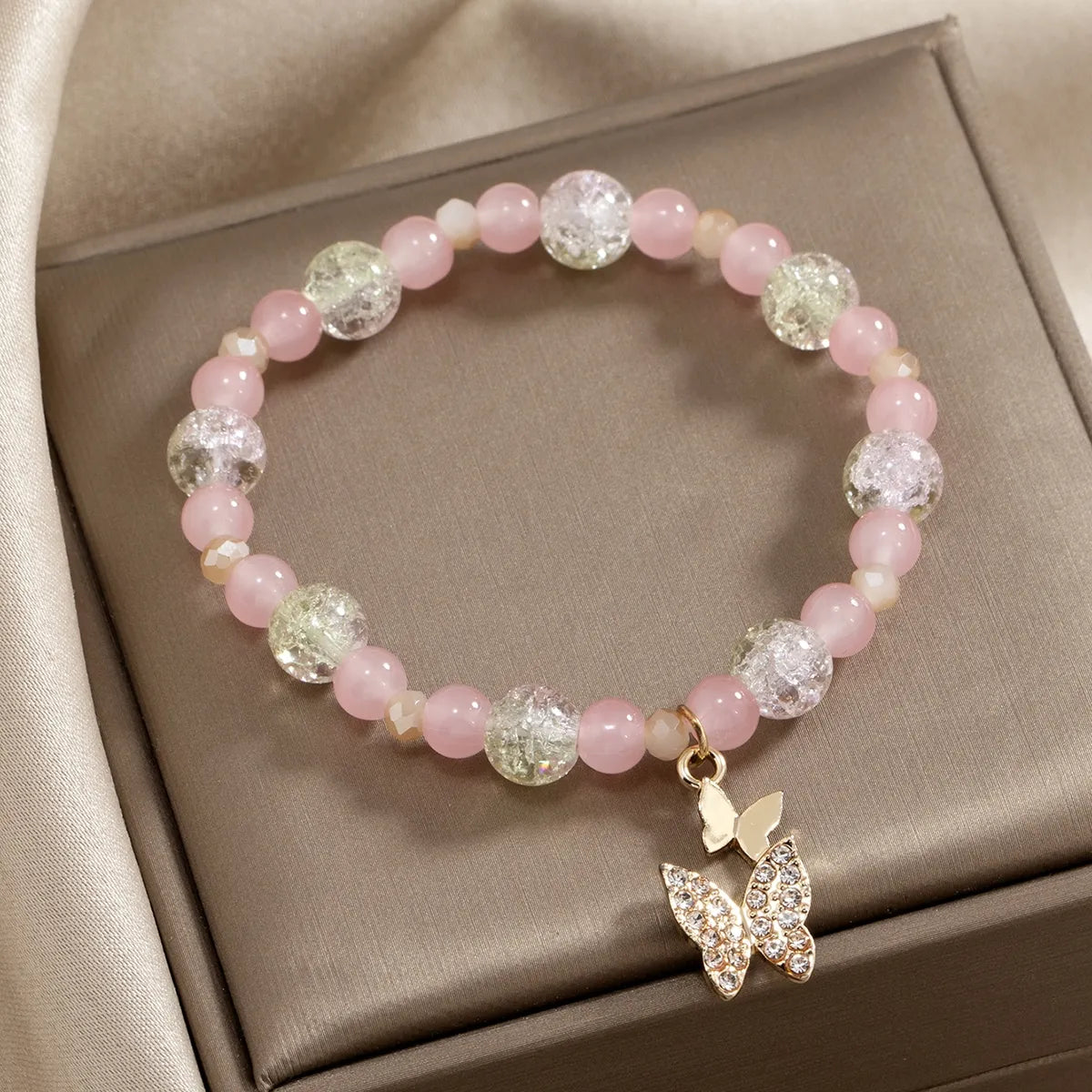 women's rhinestone bracelets-Casual Cute Butterfly Glass Wholesale Bracelets