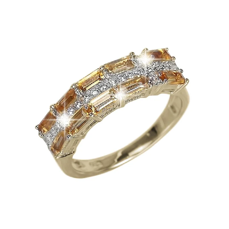 women's gold rings-Citrine Star Cross Ring