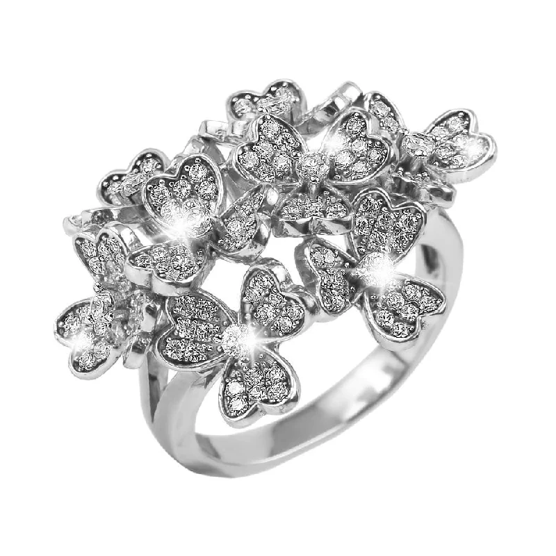 women's birthstone rings-Bouquet Rhodium Ring