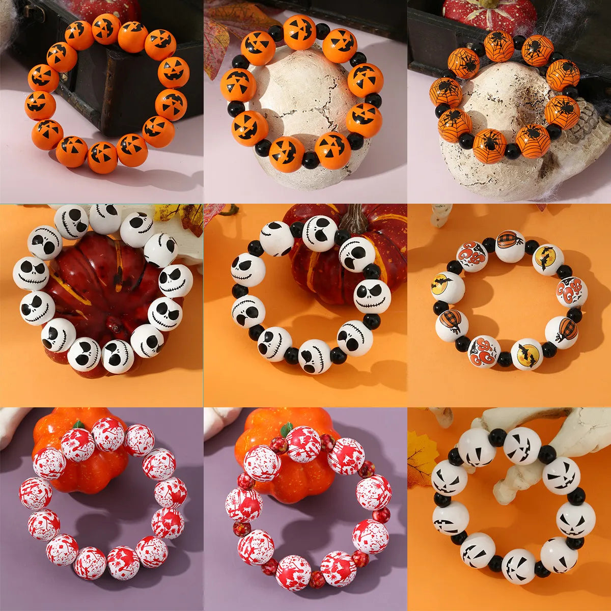 women's tennis bangles-Funny Punk Halloween Pattern Plastic Wholesale Bracelets