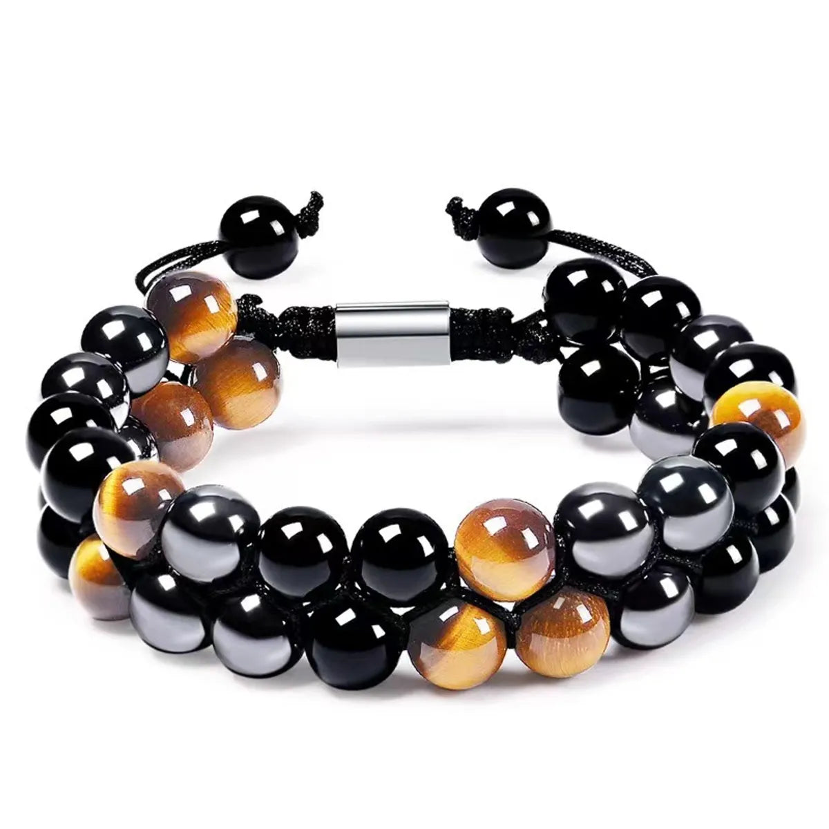 Double Row Tiger Eye Bracelet (Glass Material)