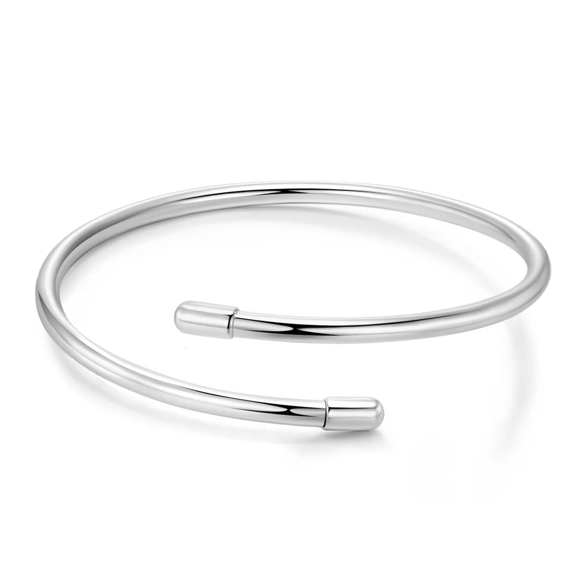 women's adjustable leather bangles-Simple Style Solid Color Sterling Silver Plating Metal Cuff Bracelets