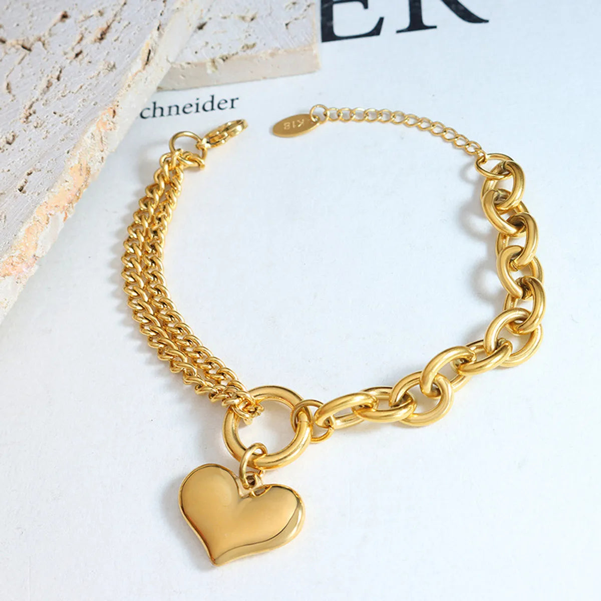 women's birthstone bracelets-Fashion Heart Shape Titanium Steel Plating Bracelets