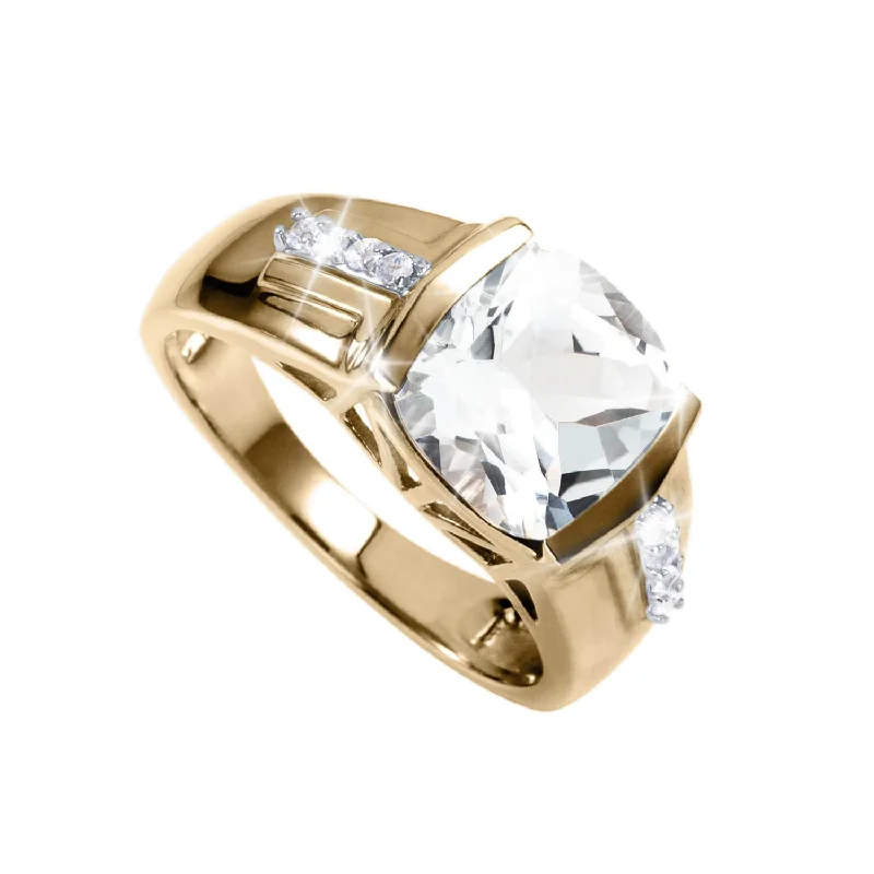 women's gold engagement rings-Supreme White Topaz Ring