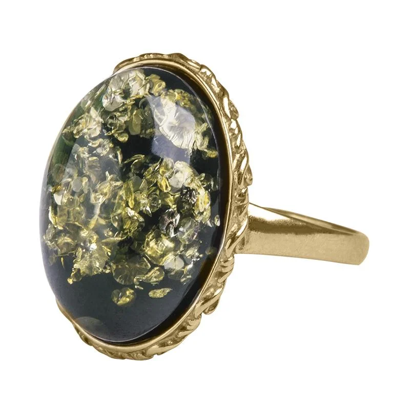 women's men's style rings-Green Amber Ring