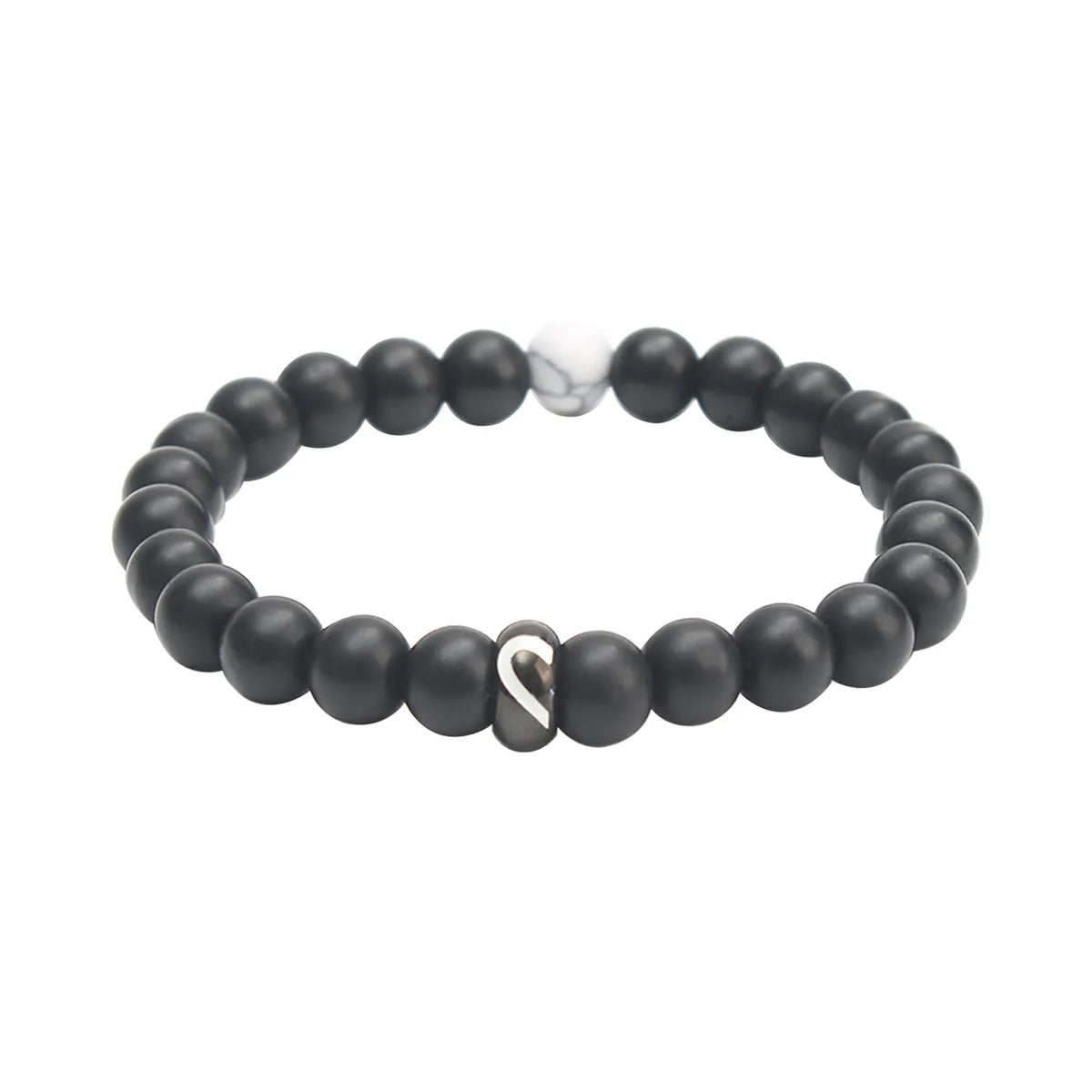 Stainless Steel Black with Love Frosted Bracelet Single