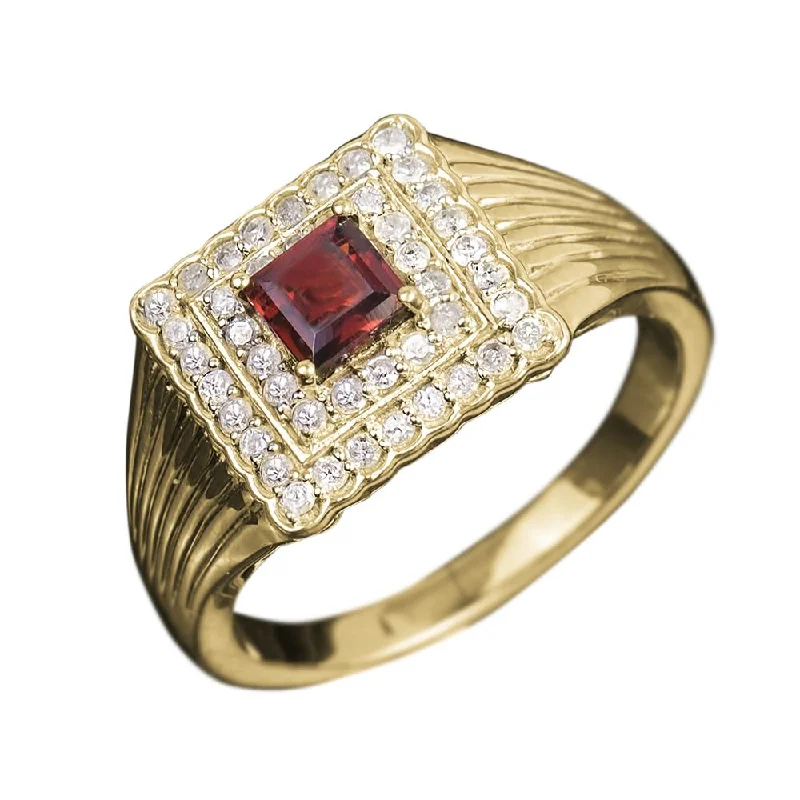 women's bridal rings-Maximo Diamond & Garnet Men's Ring