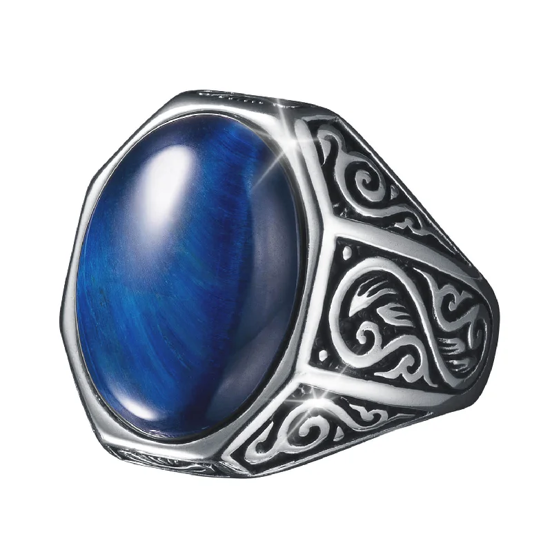 women's gemstone engagement rings-Pioneer Blue Tiger’s Eye Ring