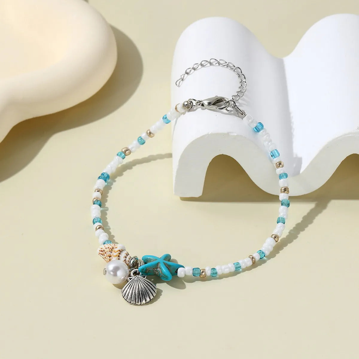 #1 Blue-Starfish Shell-Anklet