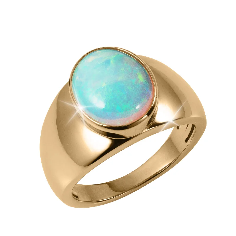 women's wedding rings with diamonds-Goldfire Opal Men's Ring