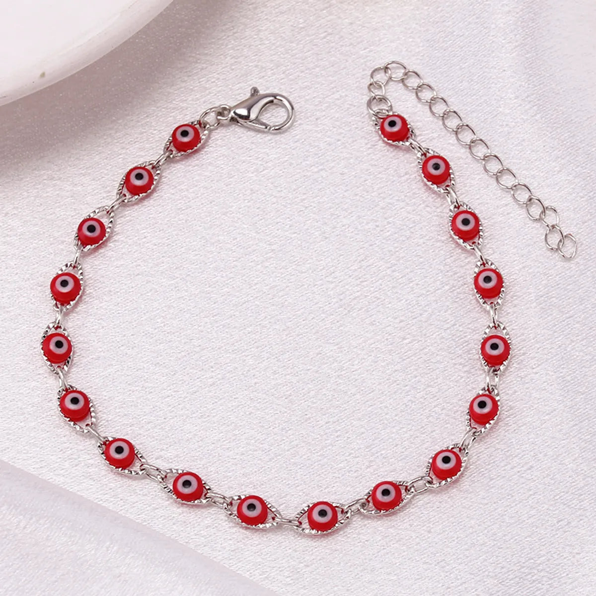 Silver Bottom Red Devil's Eye Bracelet