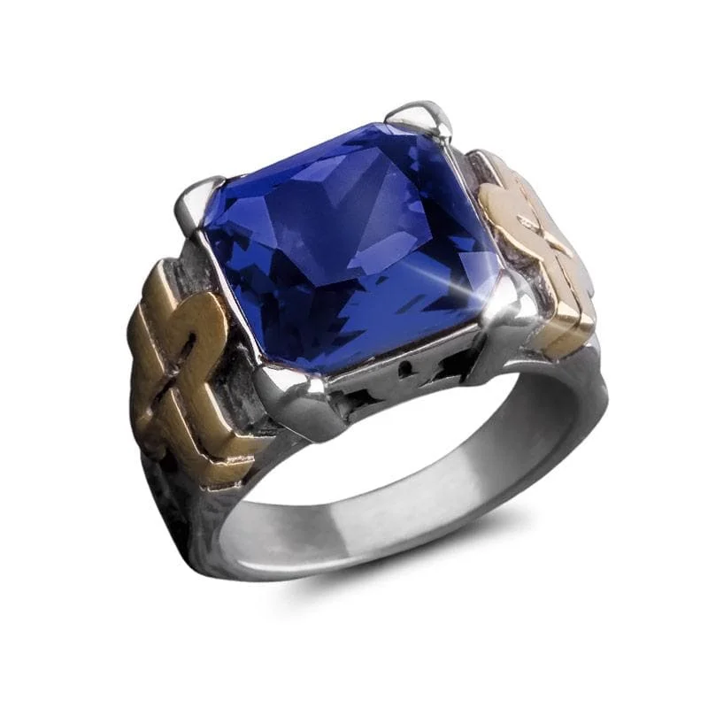 women's custom gemstone rings-Fiesta Blue Men's Ring