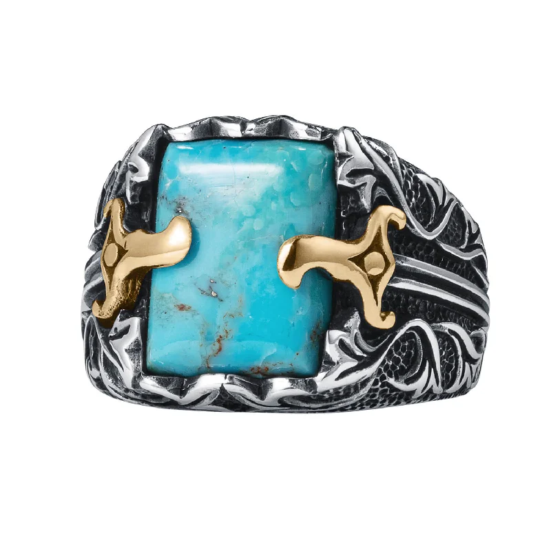 women's antique rings-Turquoise Sabre Men's Ring