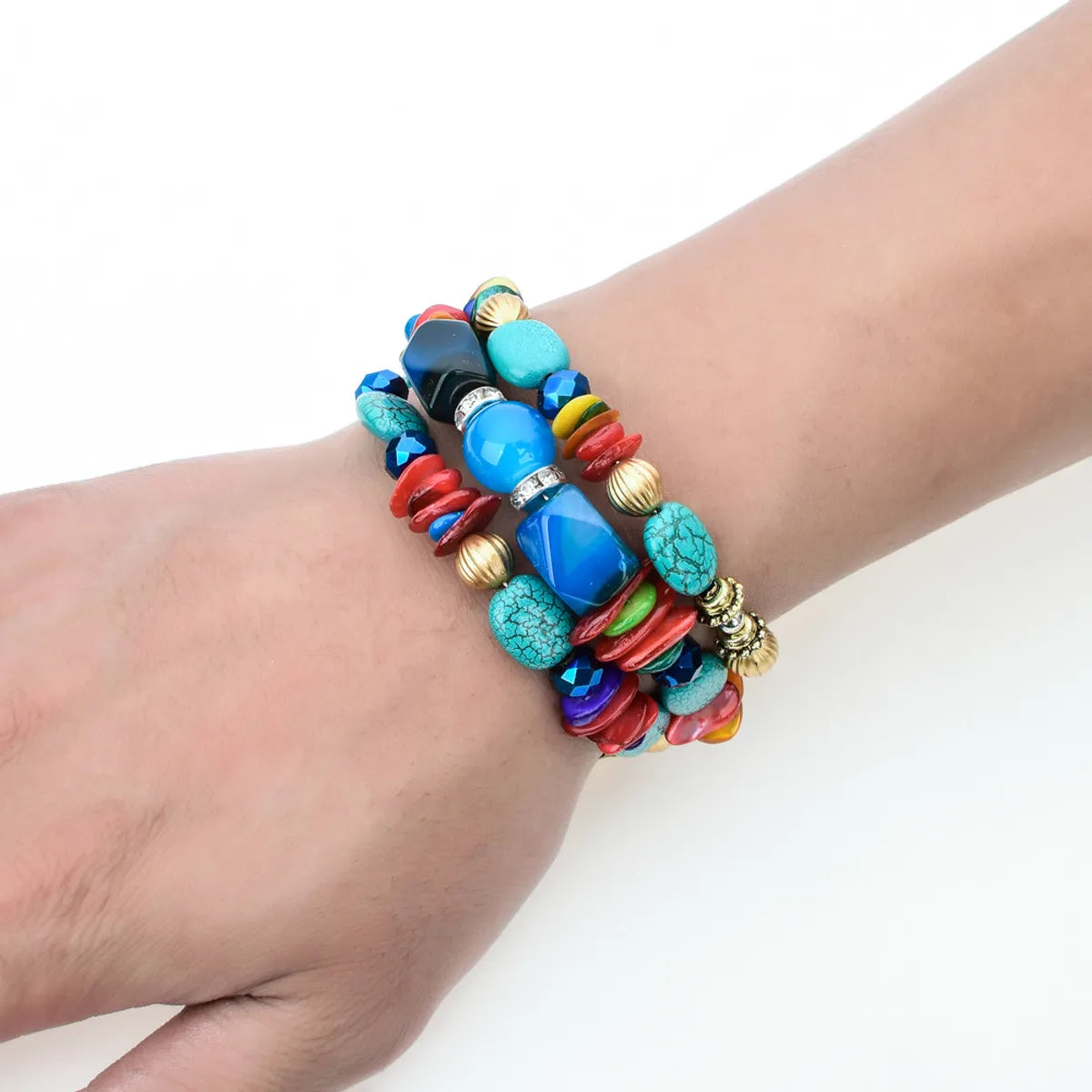 women's boho bracelets-Fashion Geometric Color Block Alloy Natural Stone Women's Bracelets