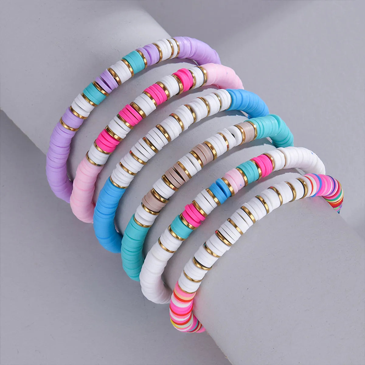 women's geometric cuff bracelets-Wholesale Jewelry Elegant Simple Style Solid Color Soft Clay Beaded Bracelets