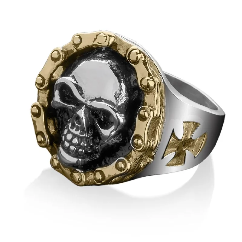 women's vintage rings-Chain Link Skull Ring