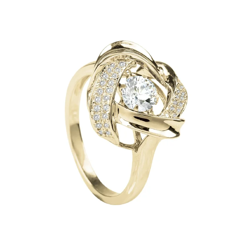 women's engagement rings with colored diamonds-Golden Allure 'Dancing' Ring