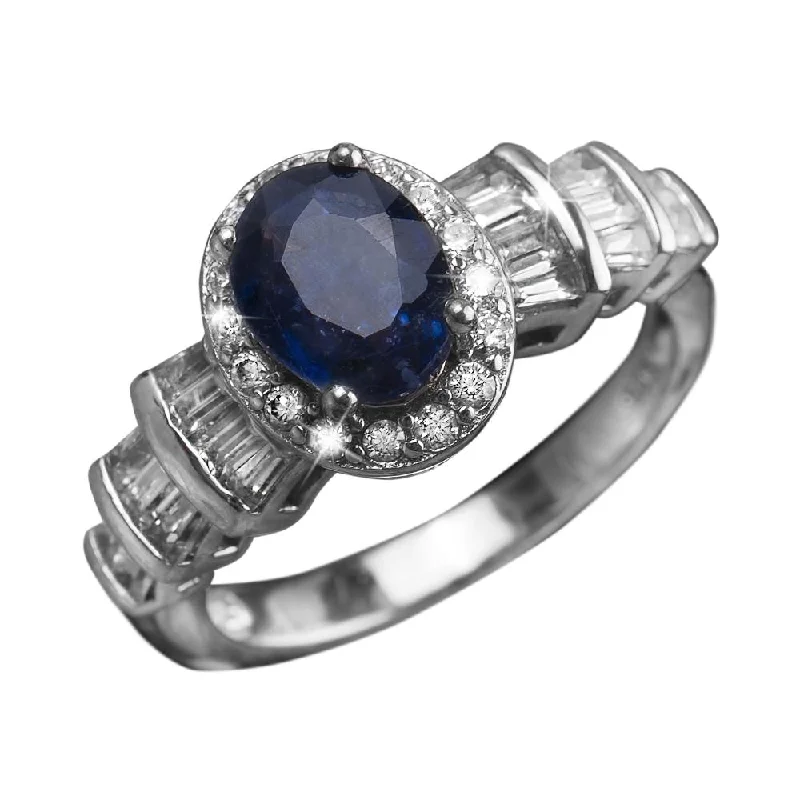 women's oval cut rings-Blue Symphony Ring