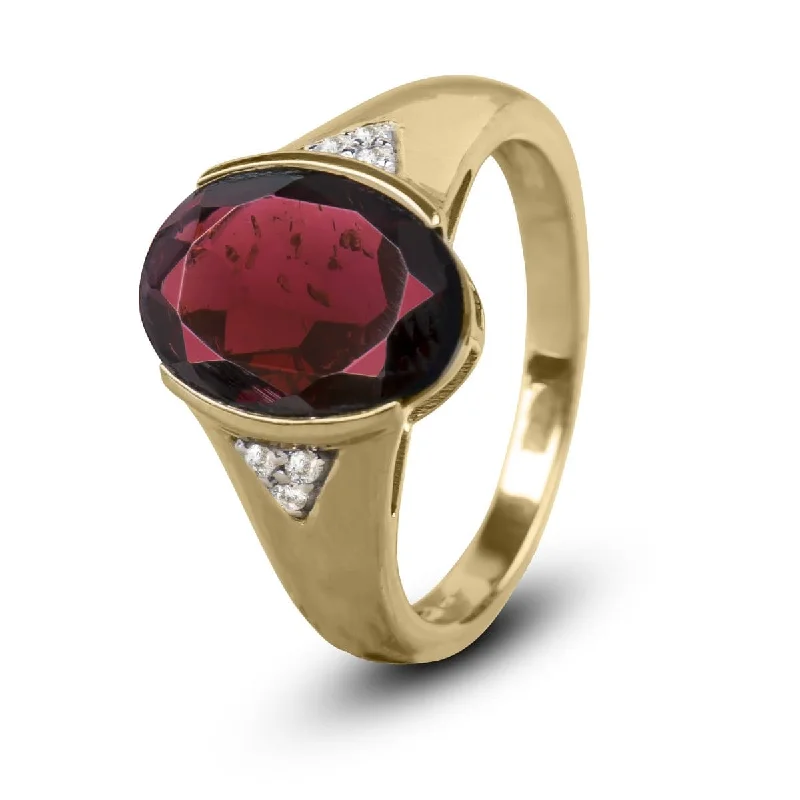 women's adjustable rings-10k Gold Garnet Ring