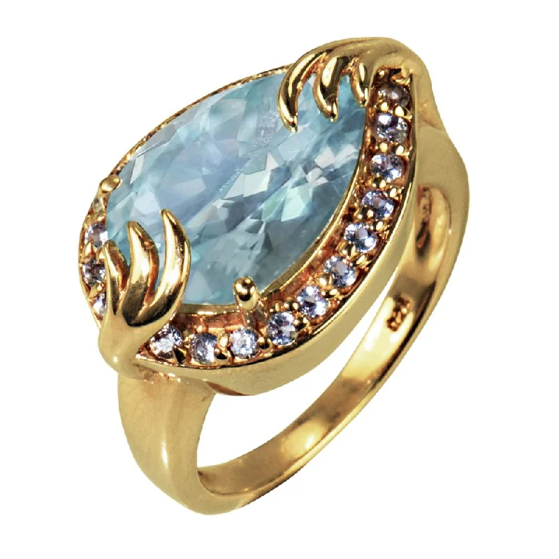 women's square rings-Aqua Pear Ring