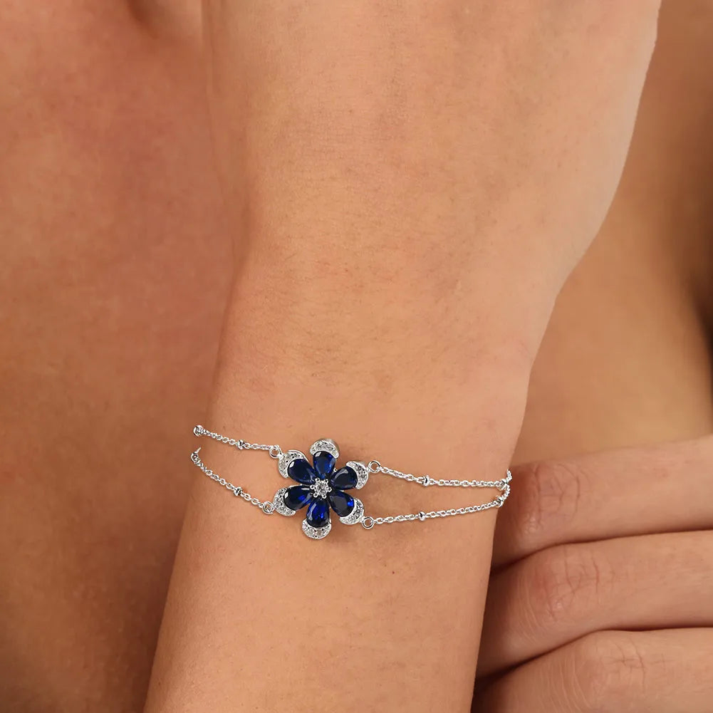 women's infinity bracelets-Sterling Silver White Gold Plated Simple Style Shiny Flower Inlay Zircon Bracelets