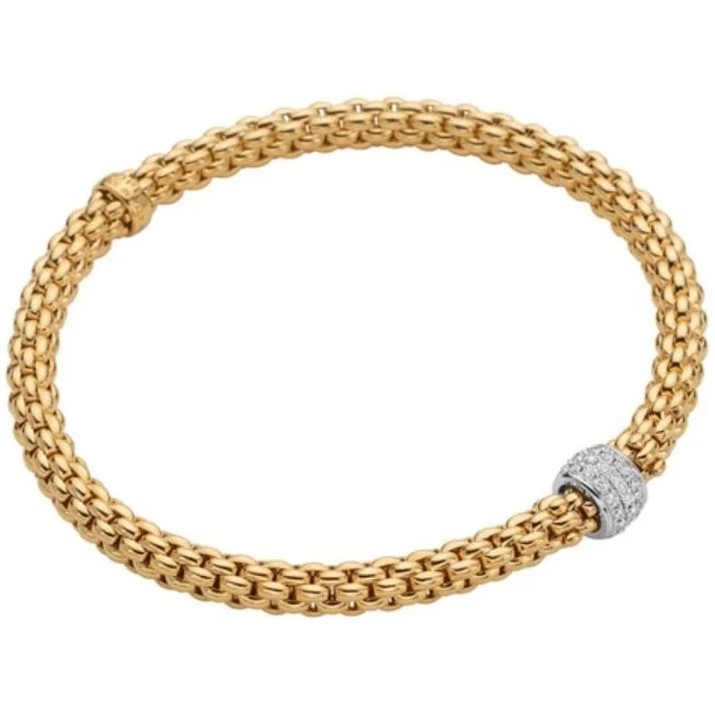 women's wedding bracelets-FOPE 18K Gold Solo Diamond Pave Flex'It Bracelet