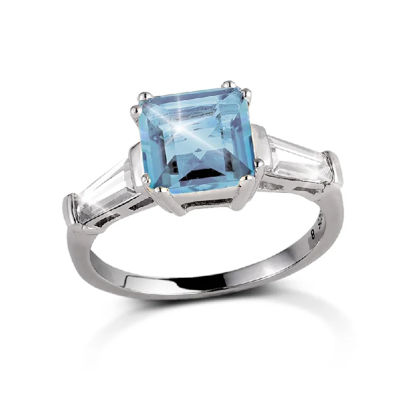 women's statement gold rings-Decadence Gem Ring Blue Topaz