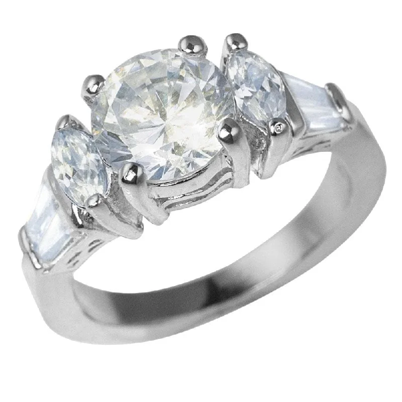 women's diamond wedding rings-Bellini Rhodium Ring