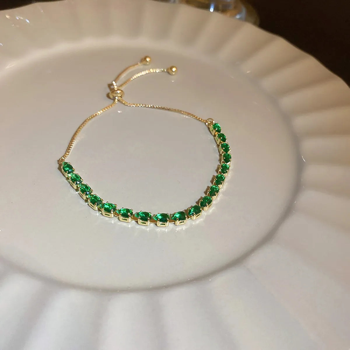 17# Bracelet-Green (Real Gold Plating)